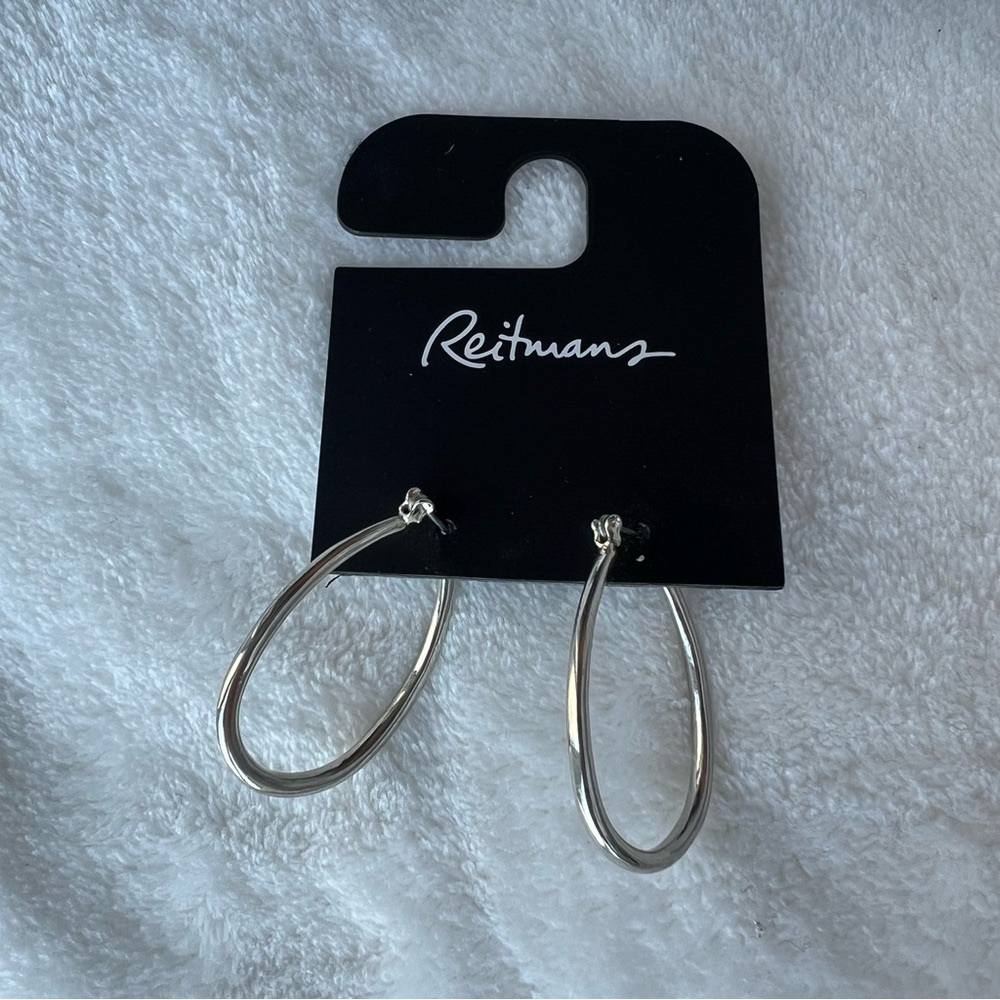 New Reitman’s Silver Hoop Earrings - Picture 2 of 4
